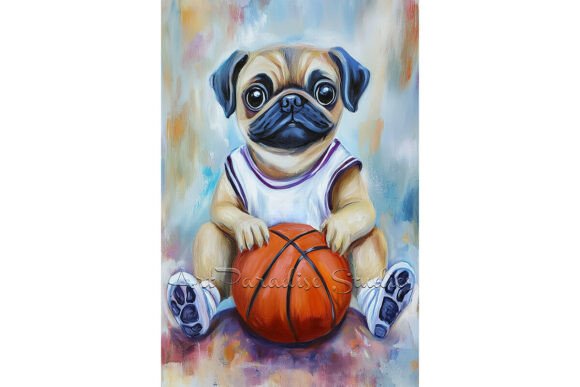 Download Pug Puppy Basketball Art Room Décor - Premium Resources