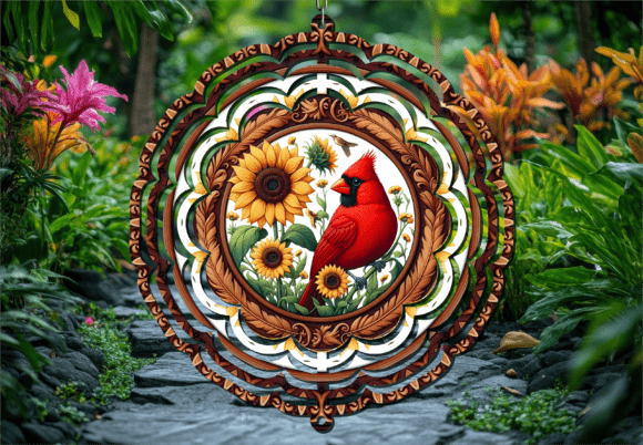 Download Cardinal Bird Sunflower Wind Spinner Png - Wind spinner Collection