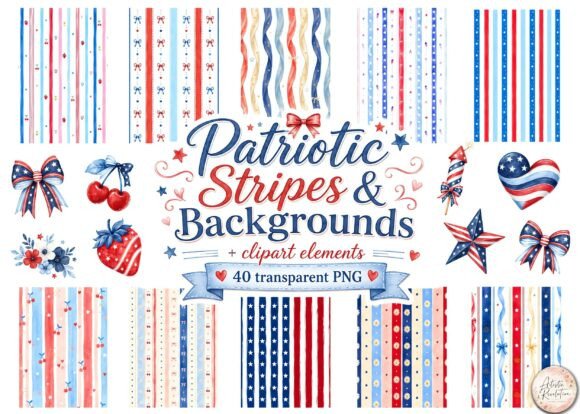 Download 4th of July Stripes Backgrounds Bundle - Premium Resources