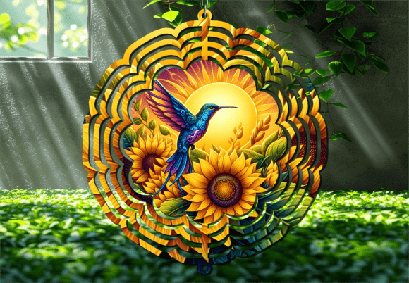 Download Hummingbird Sunflower Wind Spinner - Wind spinner Collection