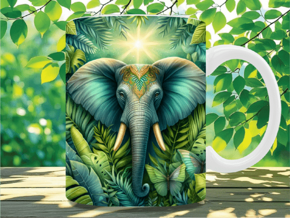 Download Tropical Jungle Elephant Leaf Mug Wrap - Leaf mug wrap Collection